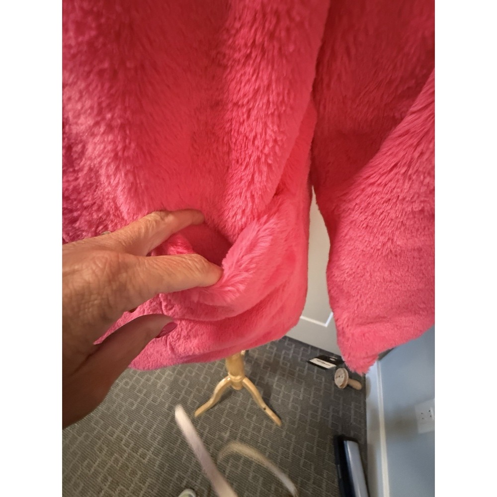 Free Press Women Coat Reversible Sherpa Faux Fur Pink Gold Size S - Picture 5 of 10